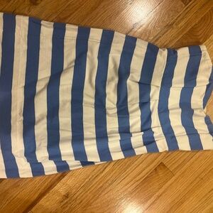 Strapless blue and white dress